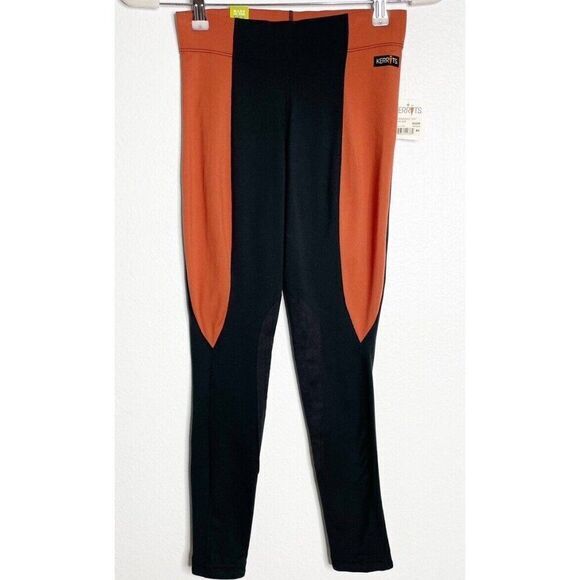 Kerrits Flow Rise Knee Patch Equestrian Riding Tights Black Brown XS NWT - Picture 1 of 3